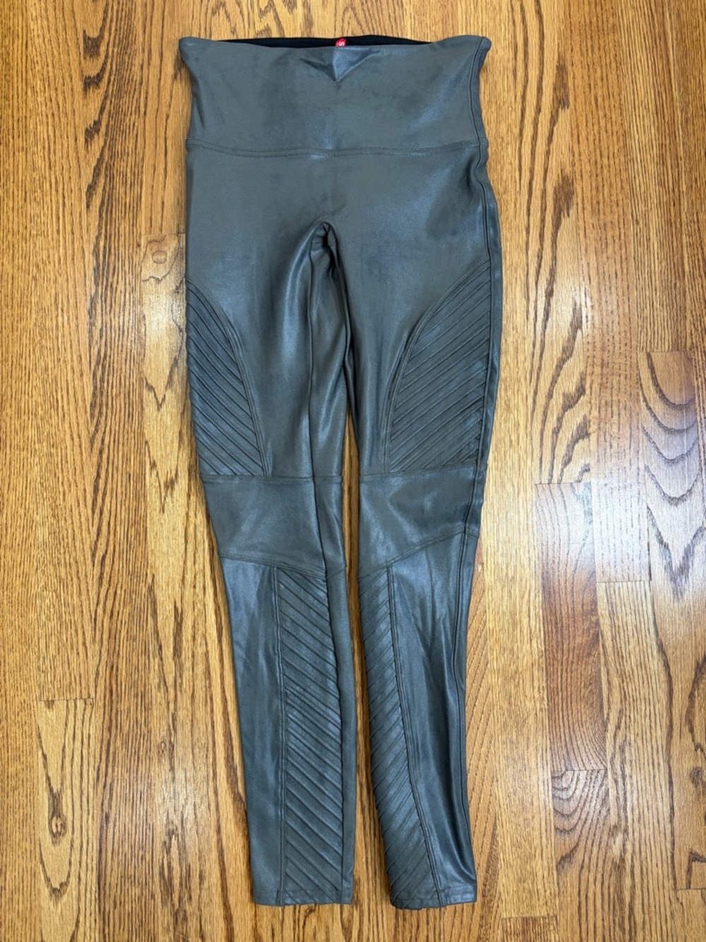 SPANX Shape Faux Leather Moto Leggings in Gunmetal - Picture 4 of 12